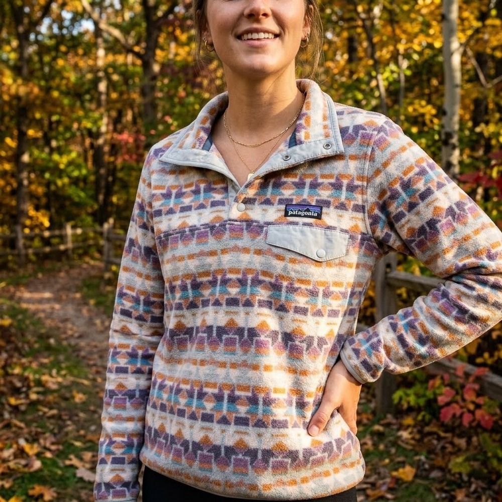 Patagonia Micro D Snap T Fleece Pullover Womens XS Multi Geometric Aztec Sweater
